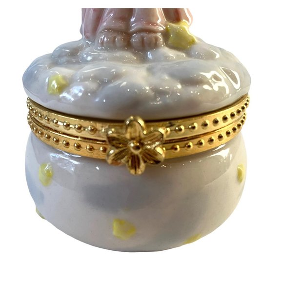 Teddy Bear Angel on Cloud Porcelain Baby/ Child's Keepsake Jewelry Box -FRANCE - Picture 5 of 14